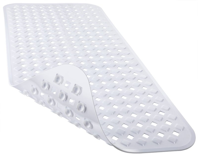 Yimobra Bathtub Mat Non Slip, Super Strong Suction Cups, 27.5"x15.5" Long Shower Mat with Drain Holes, Machine Washable Fast Draining Bath Mats, Bathroom Essentials,White - Image 1